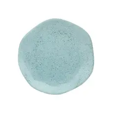 PRATO DE SOBREMESA RYO BLUE BAY OXFORD PORCELANA 21,5CM FORMATO ORGÂNICO PONTILHADO MANUAL DOCES