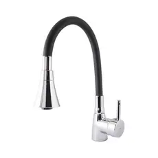 Torneira Gourmet Misturador Monocomando Para Cozinha Bancada Mesa V133 Preto/Cromado Vimer