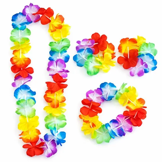 1 Kit Havaiano com 4 peças Colar Pulseira Tiara Festa havaiana