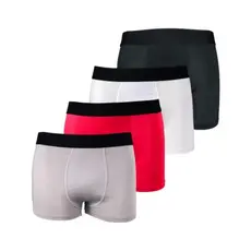 Kit 4 Cuecas Boxer Box New Basics Microfibra Lisa Básica Casual