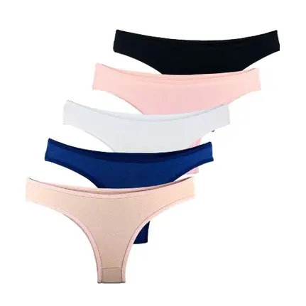 Kit com 5 Calcinhas Tanga New Basic Cotton Confortável Algodão Reforçada Promoção