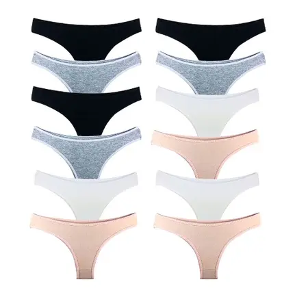 Kit com 12 Calcinhas Tanga New Basic Cotton Confortável Algodão Reforçada Promoção