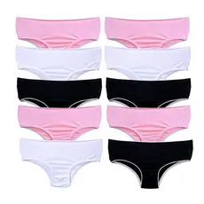 Kit 10 Calcinhas Infantil Meninas Algodão Básica Cotton Criança Kids Confortável
