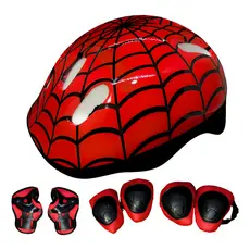 Capacete Infantil Bike Patins Skate + Kit Proteção Joelheiras Cotoveleira ARANHA