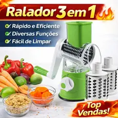 Ralador Fatiador Multiuso 3 Em 1 Verduras Legumes Queijo Top (Verde)