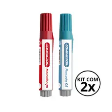 Kit com 2 Marcadores Para Quadro Branco - COMPACTOR COR:VERMELHO+TURQUESA