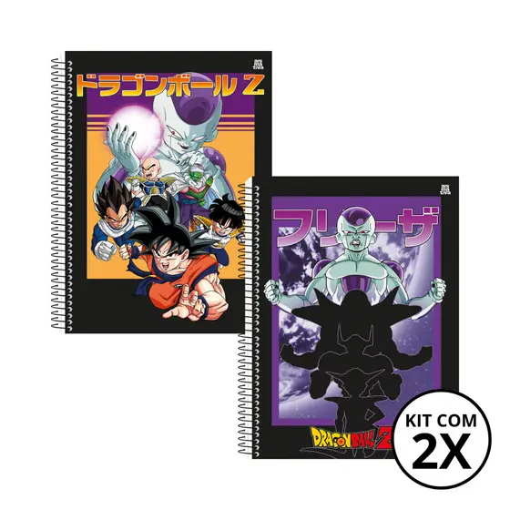 Kit Com 02 Caderno 1 Matérias Universitário Dragon Ball 80 Folhas Dragon e Freeza - Animativa