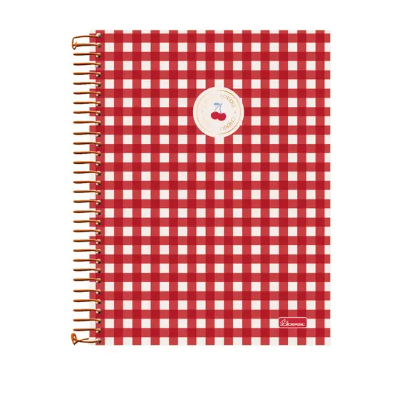 Caderno 15 Matérias Universitário Cherry Lovers 240 Folhas - CADERSIL Capa:Xadrez