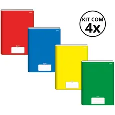 Kit Com 4 Caderno Brochura 80 Fls Pautado Capa Dura - Stiff