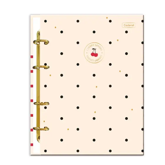 Caderno Argolado Colegial Capa Dura 80fls Cherry Lovers - CADERSIL Capa:Poá