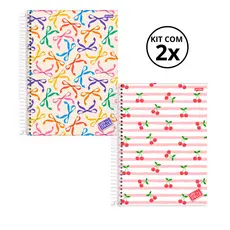 Kit 02 Cadernos Universitário 1 Matéria 80 Folhas Stella - Jandaia CAPA:Laço/Cereja