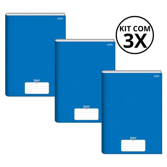 Kit Com 3 Caderno Brochura 96 Fls Pautado Capa Dura - Stiff KITS:KIT 07