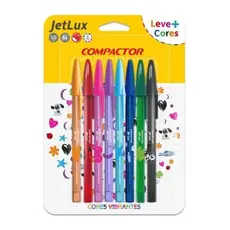 KIT 8 CANETAS COLORIDAS JETLUX - COMPACTOR