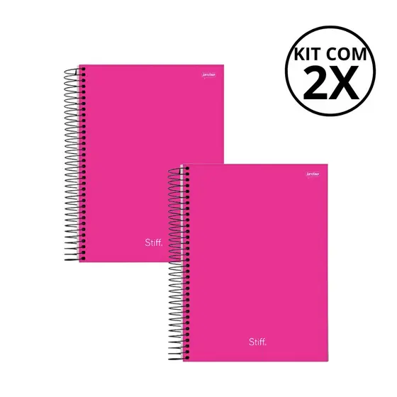 Kit Com 02 Cadernos 10 Matérias Unissex Várias Estampas Stiff - Jandaia COR:ROSA+ROSA