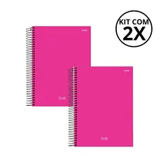 Kit Com 02 Cadernos 10 Matérias Unissex Várias Estampas Stiff - Jandaia COR:ROSA+ROSA