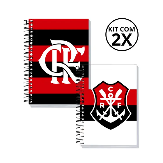Kit 2 Cadernos 1 Matéria Universitário 80 Folhas Flamengo