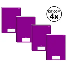 Kit Com 4 Caderno Brochura 96 Fls Pautado Capa Dura - Stiff KITS:KIT 06