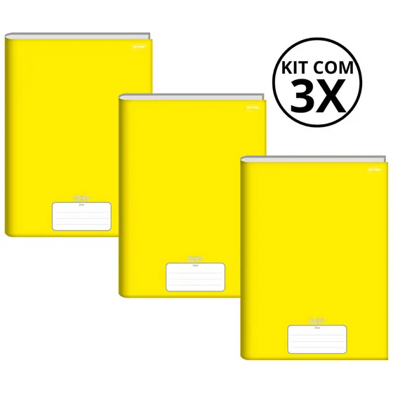 Kit Com 3 Caderno Brochura 96 Fls Pautado Capa Dura - Stiff KITS:KIT 08