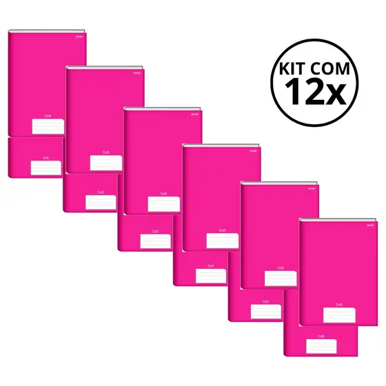 Kit Com 12 Caderno Brochura 96 Fls Pautado Capa Dura - Stiff KITS:KIT 09