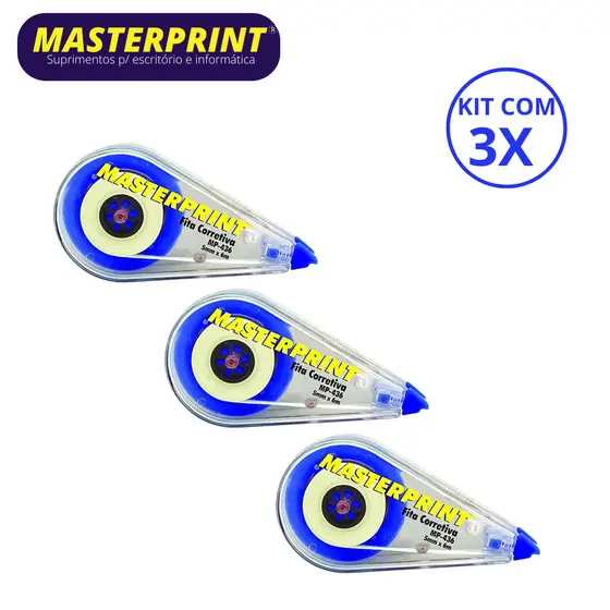 Kit 3 Fitas Corretiva Com Secagem Instantânea 5mm x 6m - MASTERPRINT