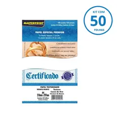 Kit Papel Branco Premium Casca de Ovo 180g A4 - MASTERPRINT Kit:Com 50