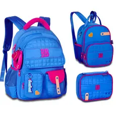 Kit Mochila de Costas Com Lancheira e Estojo Rebecca Bonbon Plush Dreams -Clio Style Cor:Azul