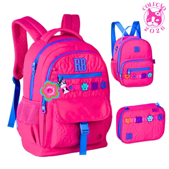 Kit Mochila de Costas Com Estojo e Lancheira Rebecca Bonbon Flower-Clio Style