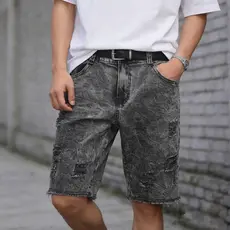 Bermuda Jeans Colorida Rasgada Destroyed Preto Estonado VERÃO 2026