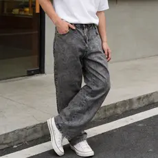 CALÇA JEANS BALÃO E RETA BOCA LARGA ESTILO SKATE Preto Estonado