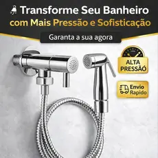 Ducha Higiênica Cromada 1/4 de Volta Alta Pressão Kit Completo com Mangueira e Suporte