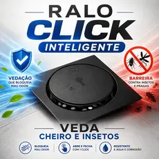 Ralo Click Inteligente Inox Anti Odor 10x10 15x15 Banheiro Lavabo Veda Cheiro e Insetos Ralo Click Preto Prata Cromado