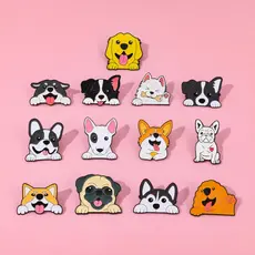 Bonito Dos Desenhos Animados Cão Metal Emblema De Estimação Filhote De Cachorro Liga Broche Acessório Pino Saco Decoraçã
