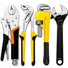 Kit Jogo Ferramentas Chave Inglesa + Alicate Bomba + Grifo + Alicate Pressão