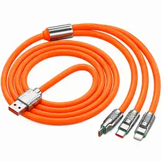 Cabo Carregador USB 3 Em 1 Rápido Universal 120w 6A Ultra Rápido 1,2m Resistente