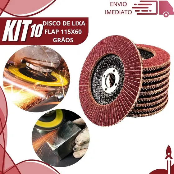 Kit 10/6/3 Disco Flap Lixa 115x60mm Grão 60 Para Serralheiro Acabamento Profissional em Metais e Aço black friday