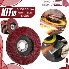 Kit 10/6/3 Disco Flap Lixa 115x60mm Grão 60 Para Serralheiro Acabamento Profissional em Metais e Aço