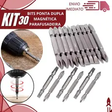 Combo 30 Bist Ponteira Dupla Fenda e Philips Magnética Aço Cromo Vanádio Resistente de Parafusadeira