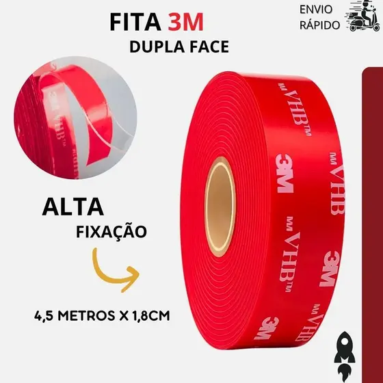 Fita Dupla Face Transparente Alta Fixação Para Montagem e Organização 4,5m x 18mm 1 Unidade