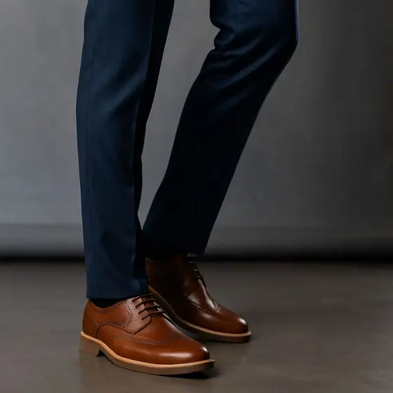 Sapato Social Brogue Centuria Oxford em Couro Whisky