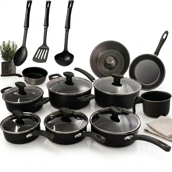 Conjunto Panelas 13 ou 10 Peças Antiaderente Teflon Tampa Vidro