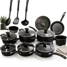Conjunto Panelas 13 ou 10 Peças Antiaderente Teflon Tampa Vidro