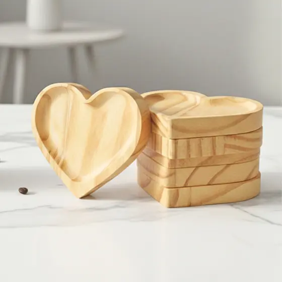Kit 35 Pires Coração Mesa Posta Café Cozinha Madeira Pinus