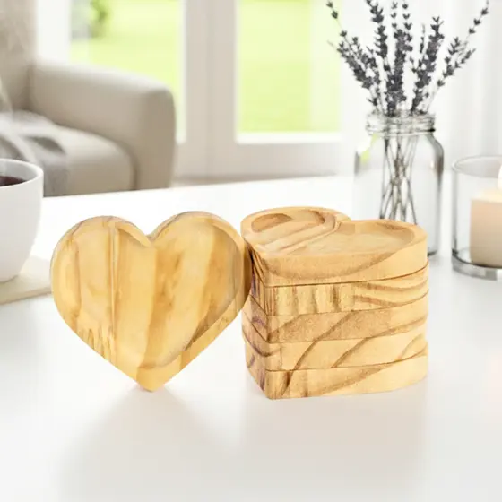 Kit 10 Pires Coração  Mesa Posta Atacado Café Cozinha Madeira Pinus