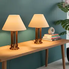 Kit 2 Abajur Par De Abajur De Quarto Mesa Madeira Luminária Decoração Sala Bivolt