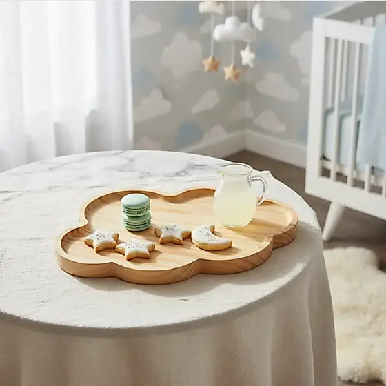 Bandeja Nuvem Decorativo Madeira Pinus Multiuso Decoração Quarto Bebe
