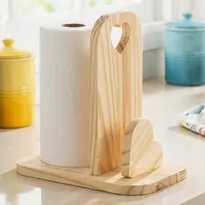 Porta Papel Toalha e Guardanapo Formato Coração em Madeira Pinus Cozinha Grande Decoração