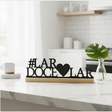 Frase Decorativa Nicho de Mesa Lar Doce Lar, Madeira Pinus Casa Decoração Sala