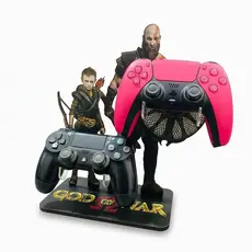 Suporte Para 2 Controles PS5 PS4 Xbox Gamer Em MDF Organizador De Mesa Decoração Gamer God Of War