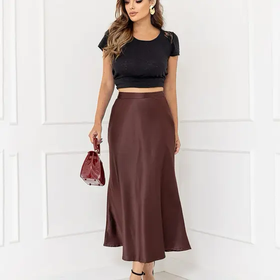 Saia feminina elegante de cetim cód 167