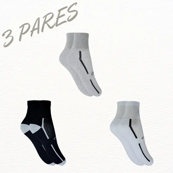 Meia Masculina Kit 3 Pares Ock Cano Médio Algodão